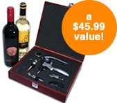 Free 9-piece wood wine accessory box