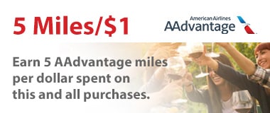 Earn 5 AAdvantage miles per dollar spent on this and all purchases.